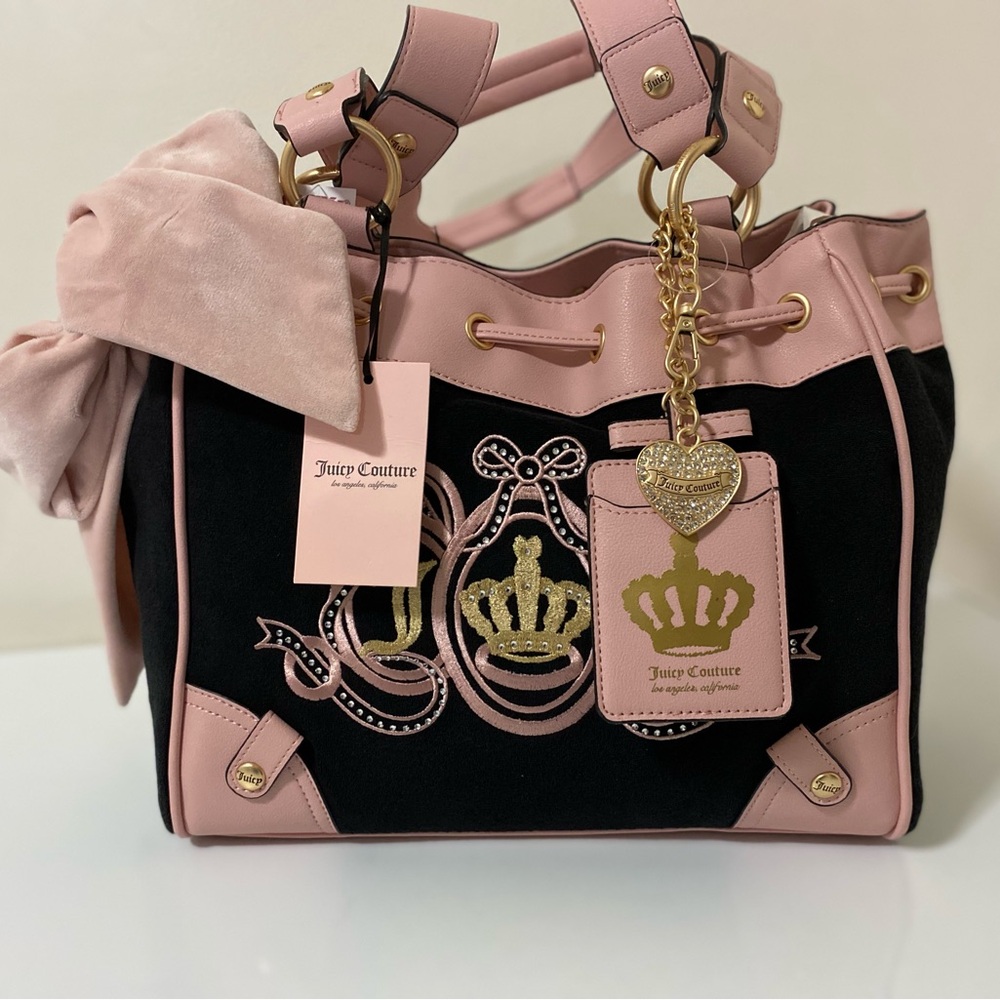 Juicy Couture Black and Pink Shoulder Bag